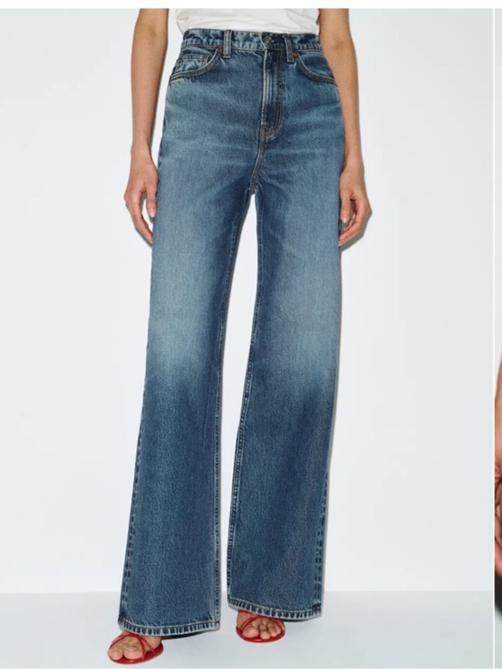 Reformation Cary High-Rise Wide-Leg Jeans in Blue “Bruce” Wash